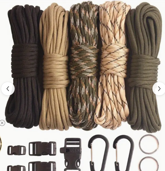 Prep-Ready 550 Paracord Prepping & Crafting Kit β 5 Buckles, 100 Feet of Survival-Grade Rope