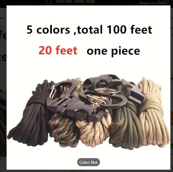 Prep-Ready 550 Paracord Prepping & Crafting Kit β 5 Buckles, 100 Feet of Survival-Grade Rope
