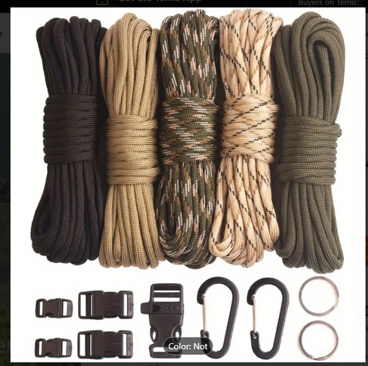 Prep-Ready 550 Paracord Prepping & Crafting Kit – 5 Buckles, 100 Feet of Survival-Grade Rope