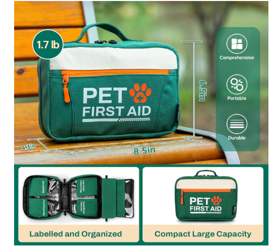 Pet First Aid Kit for Dogs & Cats – 80+ Piece Emergency Survival Kit by RHINO RESCUE