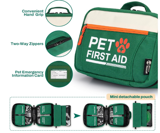 Pet First Aid Kit for Dogs & Cats – 80+ Piece Emergency Survival Kit by RHINO RESCUE