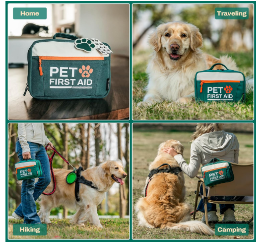 Pet First Aid Kit for Dogs & Cats – 80+ Piece Emergency Survival Kit by RHINO RESCUE