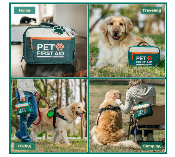 Pet First Aid Kit for Dogs & Cats – 80+ Piece Emergency Survival Kit by RHINO RESCUE