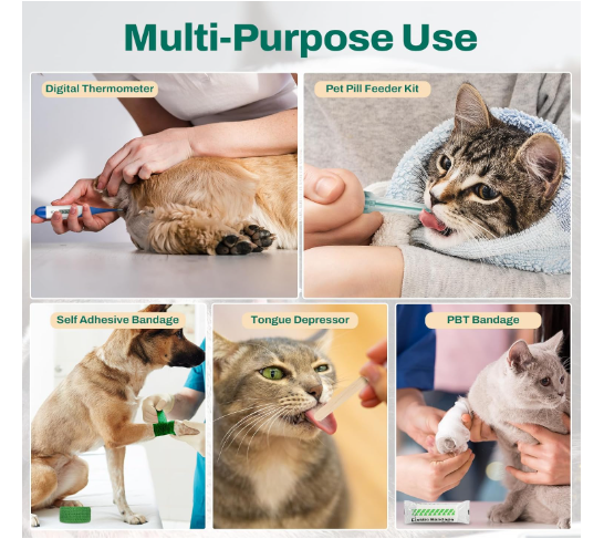 Pet First Aid Kit for Dogs & Cats – 80+ Piece Emergency Survival Kit by RHINO RESCUE