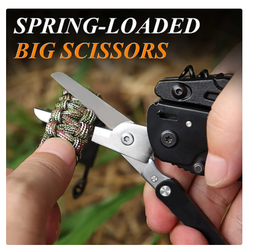 RoverTac Multitool Pocket Knife Tactical Camping Survival Knife Gifts for Men Dad Husband 18 in 1 Multi Tool Knife Pliers Scissors Saw Corkscrew 9-Pack Screwdrivers with Safety Lock and Nylon Sheath