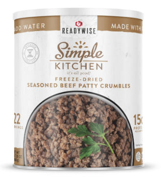 Freeze-Dried Seasoned Beef Patty Crumbles - 22 Serving #10 Can