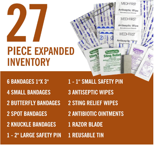 All Purpose Mini First Aid Kit, 27-Piece Assortment for Emergency Kit, Travel-Friendly, Latex-Free Bandages by Coleman