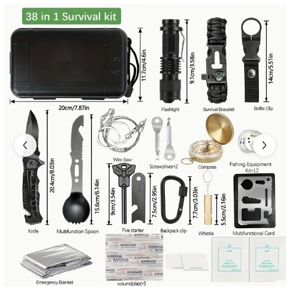 Ultimate 38‑in‑1 Survival Kit – Tactical Emergency Gear for Family Prep, Camping, &Hiking
