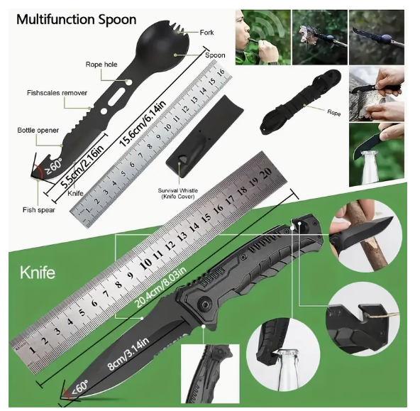 Ultimate 38‑in‑1 Survival Kit – Tactical Emergency Gear for Family Prep, Camping, &Hiking