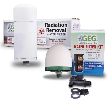 Radiation Removal Water Filter Kit for use with ReadyWise Food Buckets