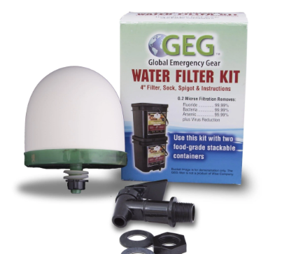 Radiation Removal Water Filter Kit for use with ReadyWise Food Buckets