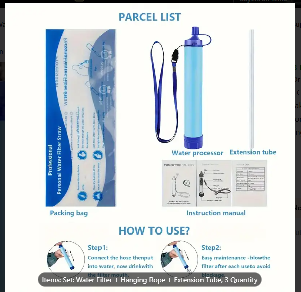 Portable Built-in Straw Filter System