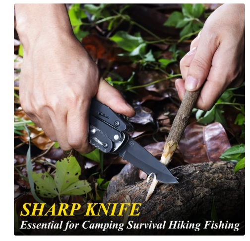 RoverTac Multitool Pocket Knife Tactical Camping Survival Knife Gifts for Men Dad Husband 18 in 1 Multi Tool Knife Pliers Scissors Saw Corkscrew 9-Pack Screwdrivers with Safety Lock and Nylon Sheath